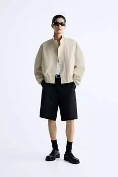 Укороченный бомбер ZARA, кэмел