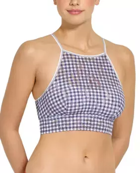 Укороченный бралетт в клетку с принтом Hanky Panky, синий