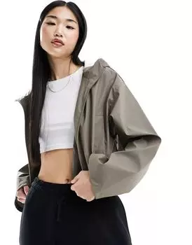 Укороченный дождевик с капюшоном ASOS грибно-коричневого цвета
