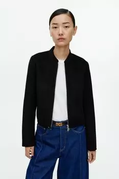 Укороченный двойной пиджак H&M, черный
