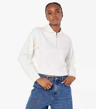 Укороченный джемпер абрикосового кремового цвета с воротником Apricot, кремовый