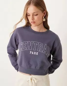 Укороченный джемпер central park синего цвета New Look