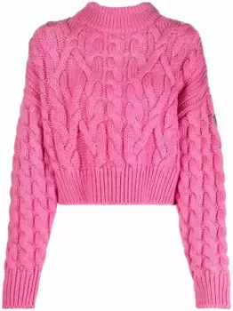 Укороченный джемпер фактурной вязки MONCLER, розовый