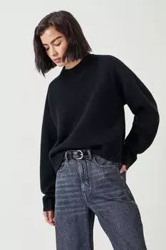 Укороченный джемпер из мериносовой шерсти Nina Hush, черный