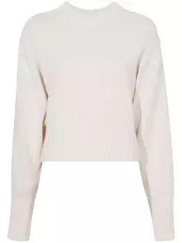 Укороченный джемпер из смесовой хлопковой ткани Proenza Schouler, нейтральный