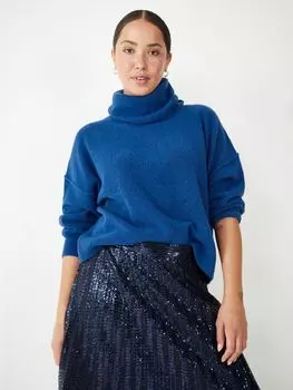 Укороченный джемпер из смесовой шерсти Meryll с высоким воротником HUSH, ярко-голубой