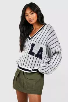 Укороченный джемпер la varsity badge Boohoo, слоновая кость