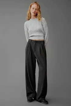 Укороченный джемпер с круглым вырезом из 100% хлопка с косичной вязкой Gap, серый