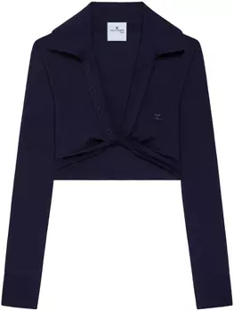 Укороченный джемпер с воротником поло Courrges, черный