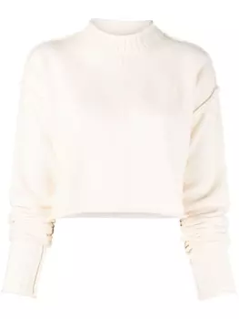 Укороченный джемпер с высоким воротником Sportmax, бежевый