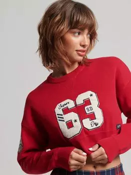 Укороченный джемпер Superdry Varsity, цвет Varsity Red