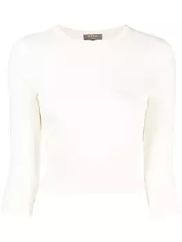 Укороченный джемпер тонкой вязки N.Peal, белый