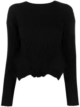 Укороченный джемпер в рубчик STELLA MCCARTNEY, черный
