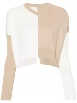 Укороченный джемпер в стиле колор-блок MM6 Maison Margiela, белый
