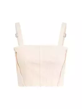 Укороченный джинсовый корсетный топ Hudson Jeans, экрю