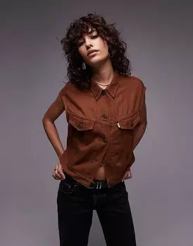 Укороченный джинсовый топ 90-х годов коричневого цвета Levi's