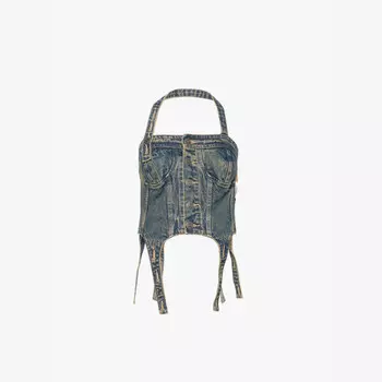 Укороченный джинсовый топ Levi'S x adsb andersson bell с вырезом-халтер Levis, индиго