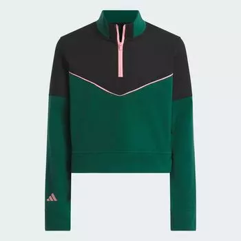 Укороченный флис на молнии 1/4 Adidas, цвет Collegiate Green