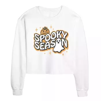 Укороченный флис с рисунком Spooky Season для юниоров Licensed Character, белый