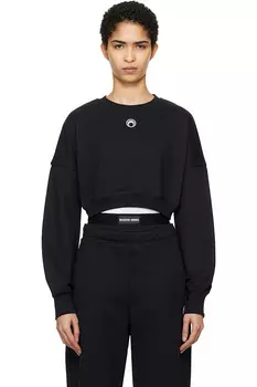 Укороченный флисовый свитшот с логотипом Moon Marine Serre, черный