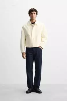 Укороченный хлопчатобумажный жакет ZARA, экрю