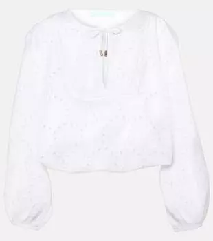 Укороченный хлопковый топ Angie с объемными рукавами Melissa Odabash, белый