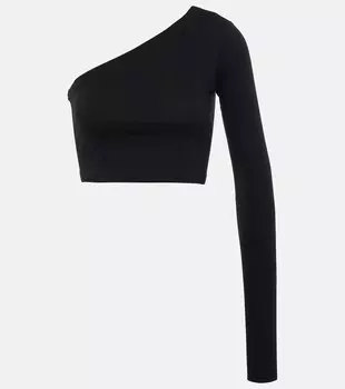 Укороченный хлопковый топ на одно плечо Rick Owens, черный
