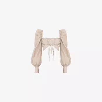 Укороченный хлопковый топ Ruse с рукавами-фонариками Mistress Rocks, бежевый