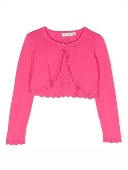 Укороченный кардиган ажурной вязки Abel & Lula, розовый