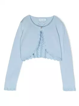 Укороченный кардиган ажурной вязки Abel & Lula, синий