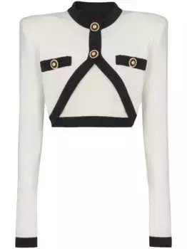 Укороченный кардиган BALMAIN, белый