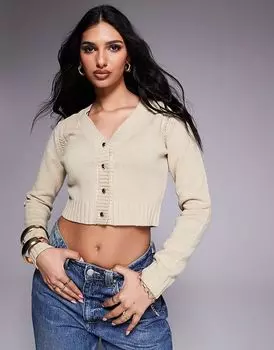 Укороченный кардиган бежевого цвета River Island