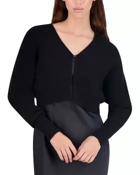 Укороченный кардиган-болеро с заостренным кончиком Point, черный