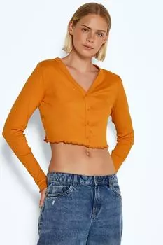 Укороченный кардиган Drakey в рубчик Noisy May, оранжевый