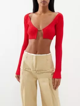 Укороченный кардиган фактурной вязки pral Jacquemus, красный