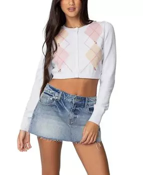 Укороченный кардиган Francis Argyle Knit Edikted, белый