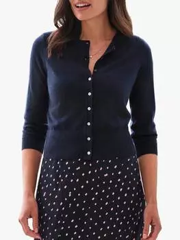 Укороченный кардиган из чистого кашемира Pure Collection, темно-синий