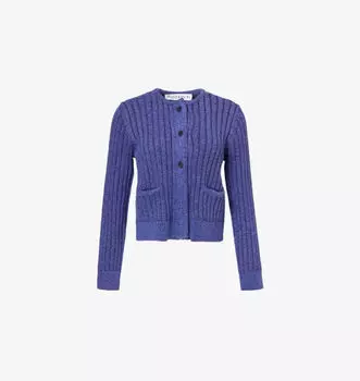 Укороченный кардиган из хлопковой смеси с круглым вырезом Jw Anderson, индиго
