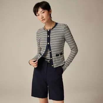 Укороченный кардиган из жаккардовой хлопковой смеси J.Crew, белый