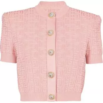 Укороченный кардиган на пуговицах BALMAIN, розовый
