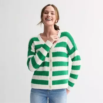 Укороченный кардиган на пуговицах Sonoma Goods For Life, цвет bold green stripe