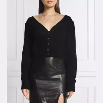 Укороченный кардиган объемного кроя с добавлением шерсти Pinko, черный