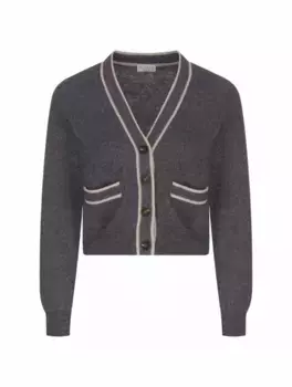 Укороченный кардиган с цепью мониль Brunello Cucinelli, серый