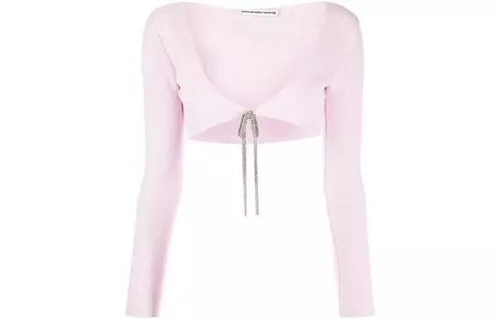Укороченный кардиган с галстуком-хрусталем Alexander Wang, розовый