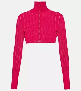 Укороченный кардиган с кринолиновым воротником Alaa, розовый