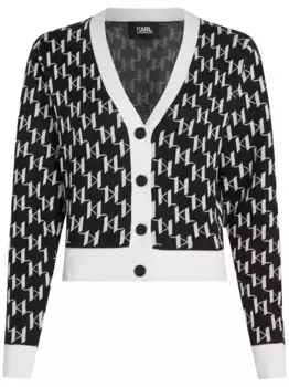 Укороченный кардиган с монограммой KARL LAGERFELD, черный