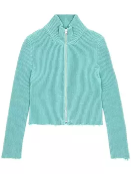 Укороченный кардиган с необработанными краями MM6 Maison Margiela, синий