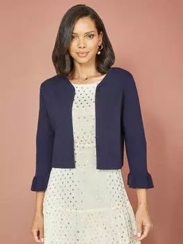 Укороченный кардиган с расклешенным рукавом Yumi, темно-синий