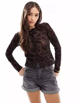 Укороченный кардиган с узором пейсли ASOS DESIGN коричневого цвета