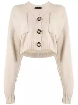 Укороченный кардиган с V-образным вырезом Proenza Schouler, коричневый